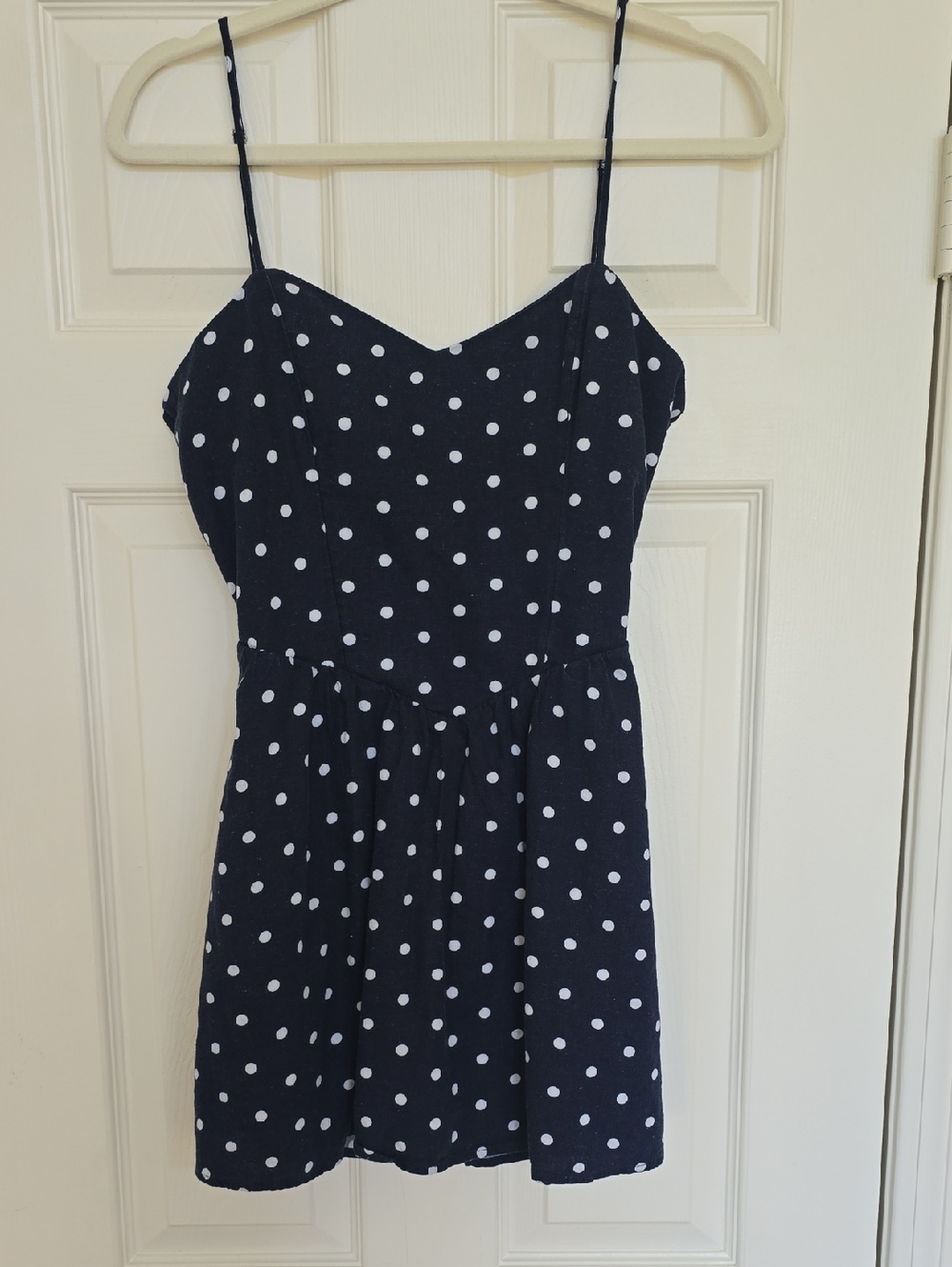 Hollister Navy Blue Polka Dot Spaghetti Strap Dress
